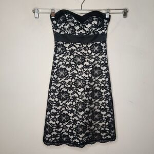 White House Black Market Dress Floral Lace Strapless Cocktail